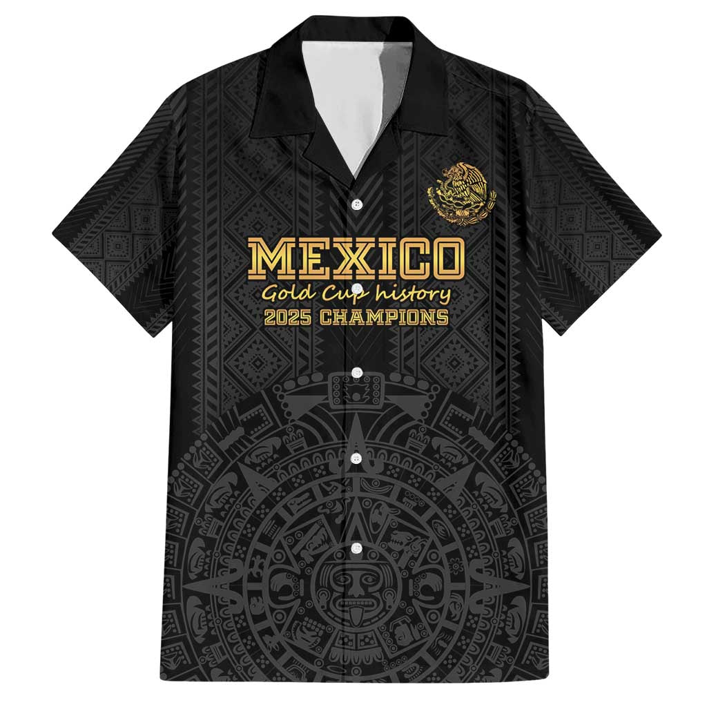 Mexico Football Custom Family Matching Short Sleeve Bodycon Dress and Hawaiian Shirt Mexico's Make History 2025 Gold Style - Wonder Print Shop
