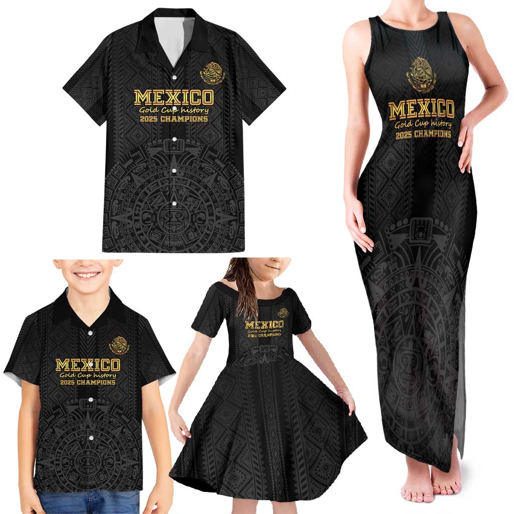 Mexico Football Custom Family Matching Tank Maxi Dress and Hawaiian Shirt Mexico's Make History 2025 Gold Style - Wonder Print Shop