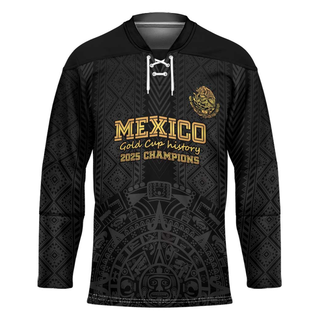 Mexico Football Custom Hockey Jersey Mexico's Make History 2025 Gold Style - Wonder Print Shop
