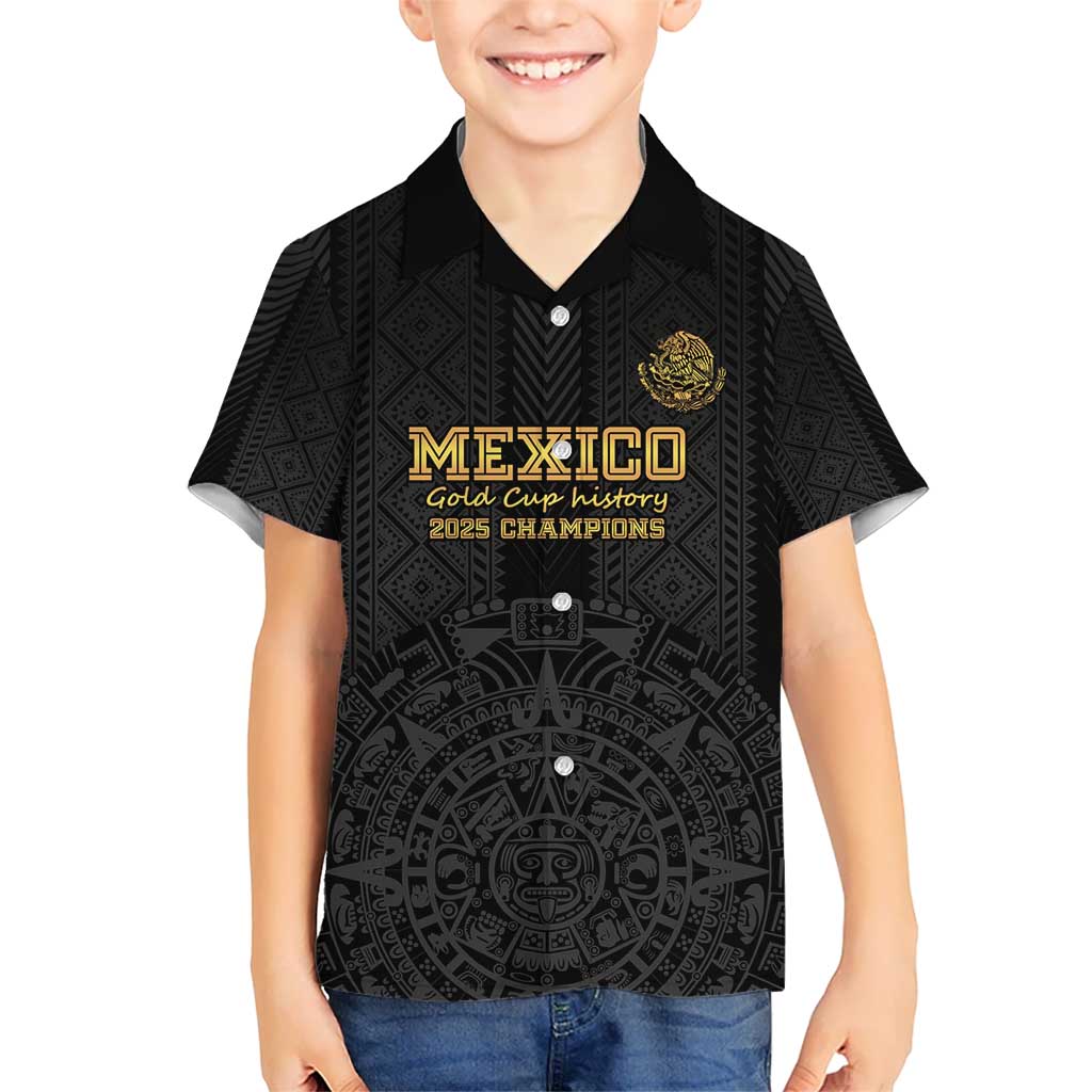 Mexico Football Custom Kid Hawaiian Shirt Mexico's Make History 2025 Gold Style - Wonder Print Shop