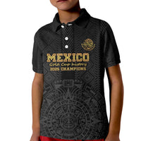 Mexico Football Custom Kid Polo Shirt Mexico's Make History 2025 Gold Style - Wonder Print Shop