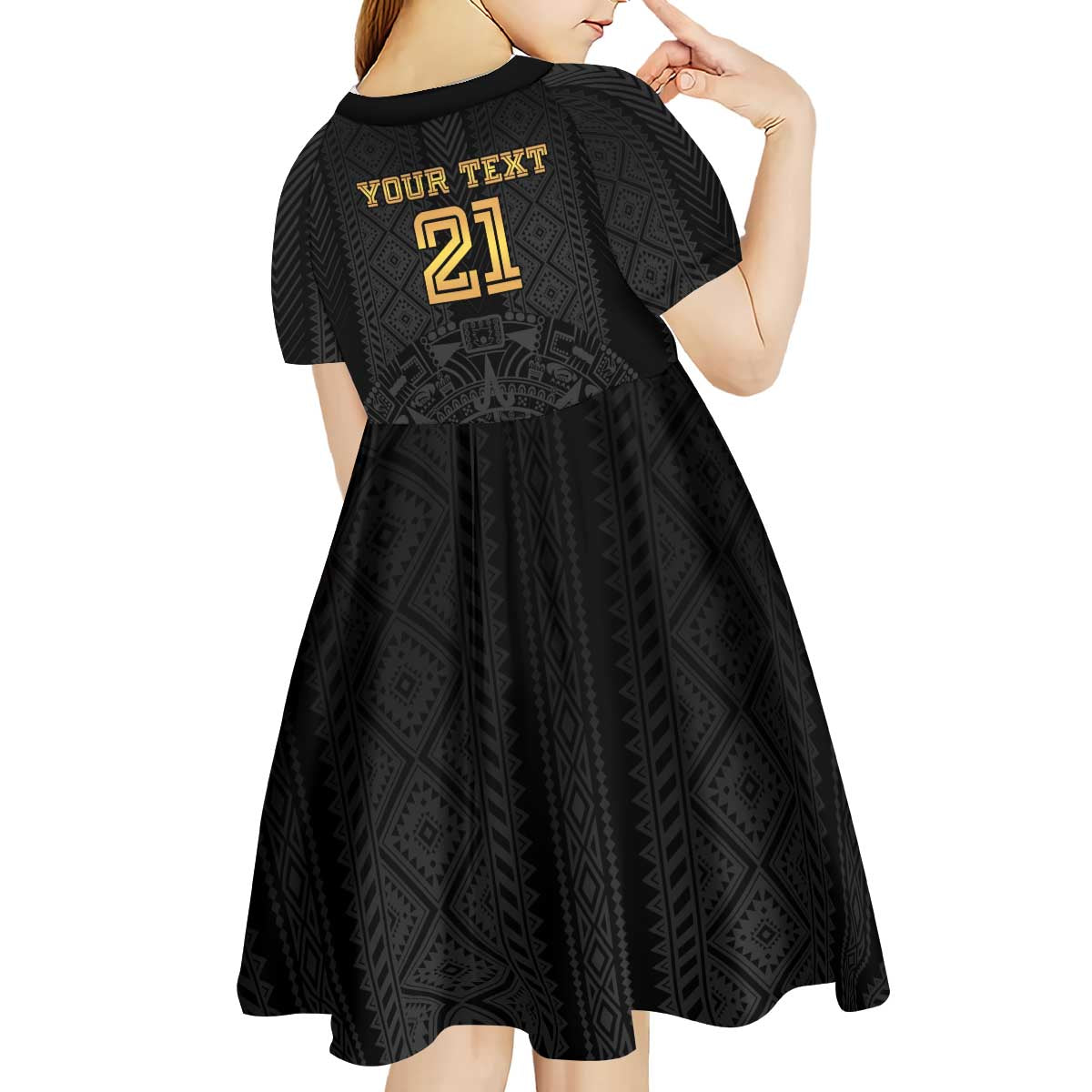 Mexico Football Custom Kid Short Sleeve Dress Mexico's Make History 2025 Gold Style - Wonder Print Shop