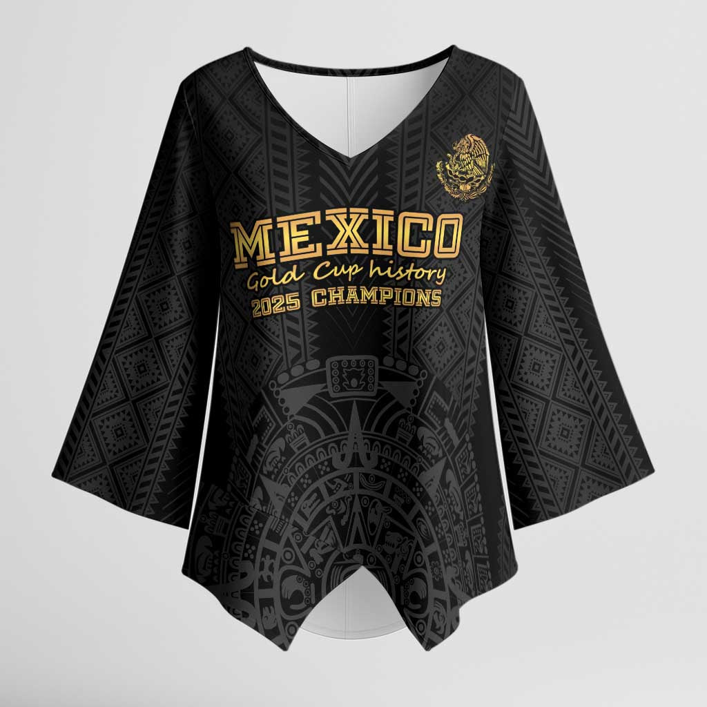 Mexico Football Custom Kimono Sleeve Blouse Mexico's Make History 2025 Gold Style - Wonder Print Shop
