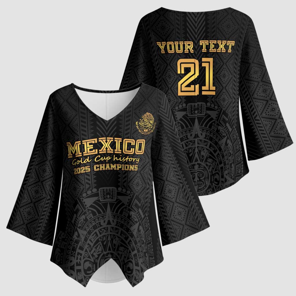 Mexico Football Custom Kimono Sleeve Blouse Mexico's Make History 2025 Gold Style - Wonder Print Shop