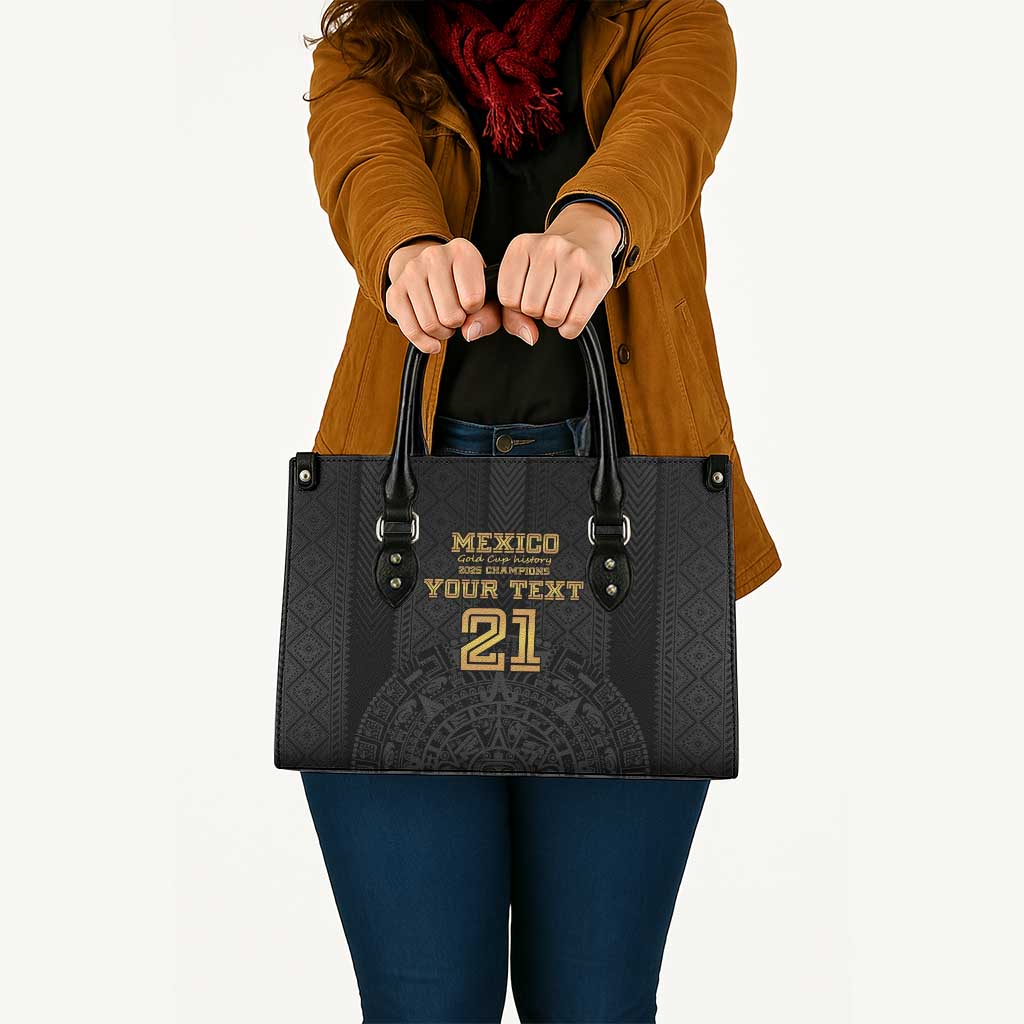 Mexico Football Custom Leather Bag Mexico's Make History 2025 Gold Style - Wonder Print Shop