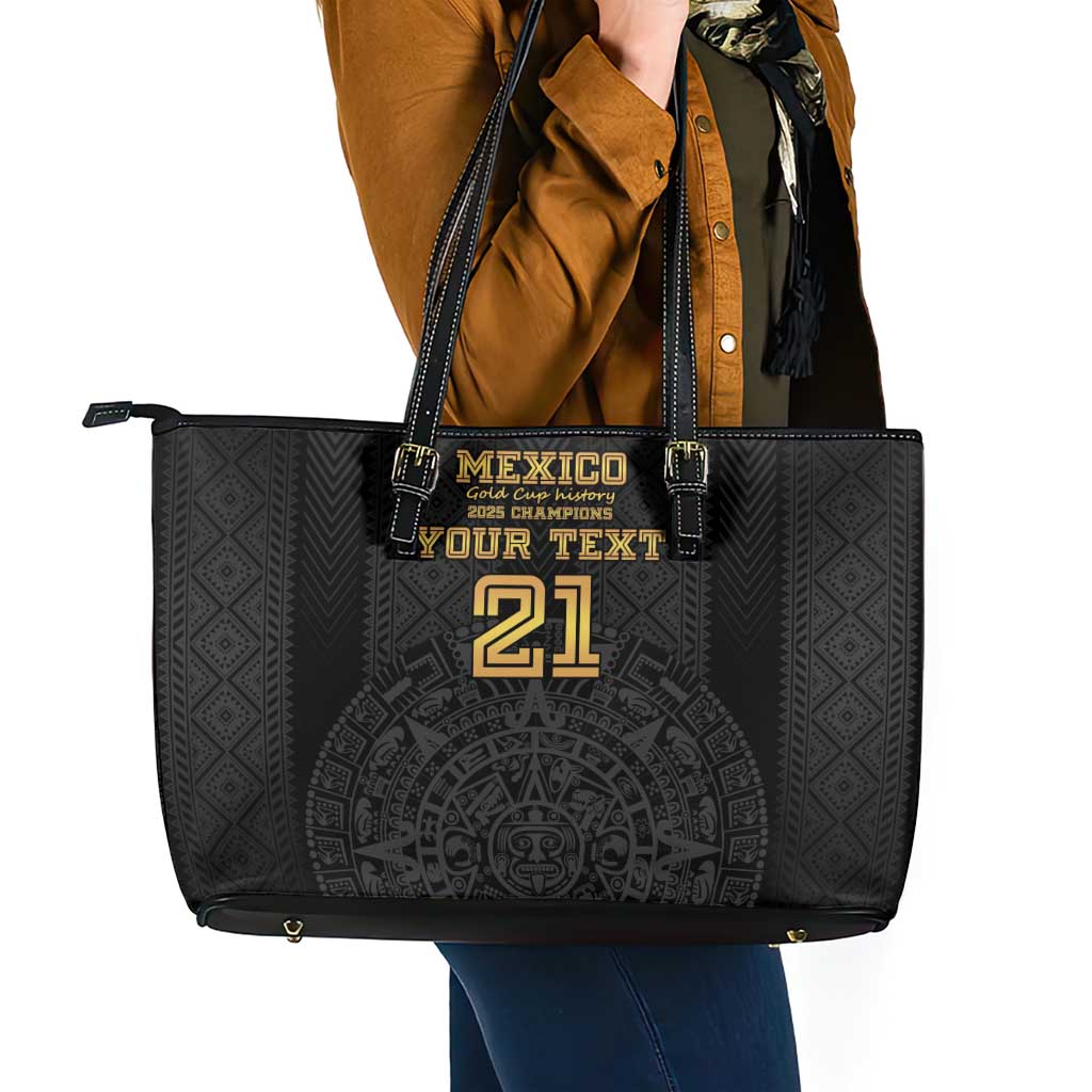 Mexico Football Custom Leather Tote Bag Mexico's Make History 2025 Gold Style - Wonder Print Shop