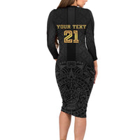 Mexico Football Custom Long Sleeve Bodycon Dress Mexico's Make History 2025 Gold Style - Wonder Print Shop