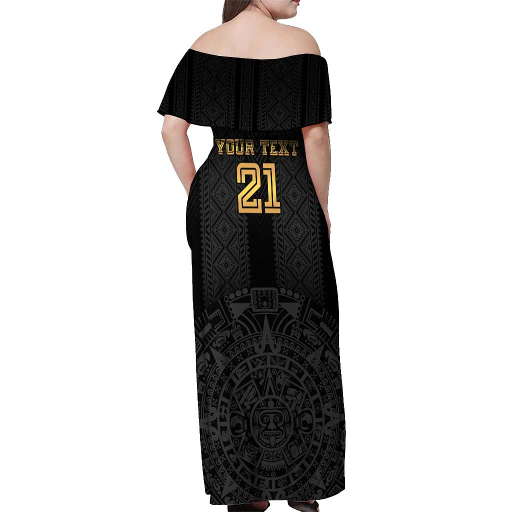 Mexico Football Custom Off Shoulder Maxi Dress Mexico's Make History 2025 Gold Style - Wonder Print Shop