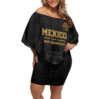 Mexico Football Custom Off Shoulder Short Dress Mexico's Make History 2025 Gold Style - Wonder Print Shop