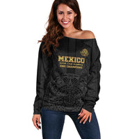 Mexico Football Custom Off Shoulder Sweater Mexico's Make History 2025 Gold Style - Wonder Print Shop
