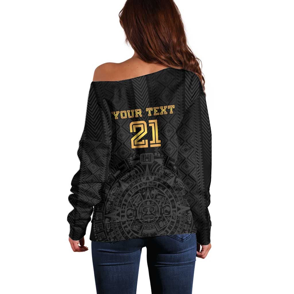 Mexico Football Custom Off Shoulder Sweater Mexico's Make History 2025 Gold Style - Wonder Print Shop