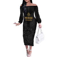 Mexico Football Custom Off The Shoulder Long Sleeve Dress Mexico's Make History 2025 Gold Style - Wonder Print Shop