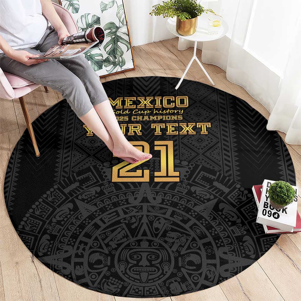 Mexico Football Custom Round Carpet Mexico's Make History 2025 Gold Style - Wonder Print Shop