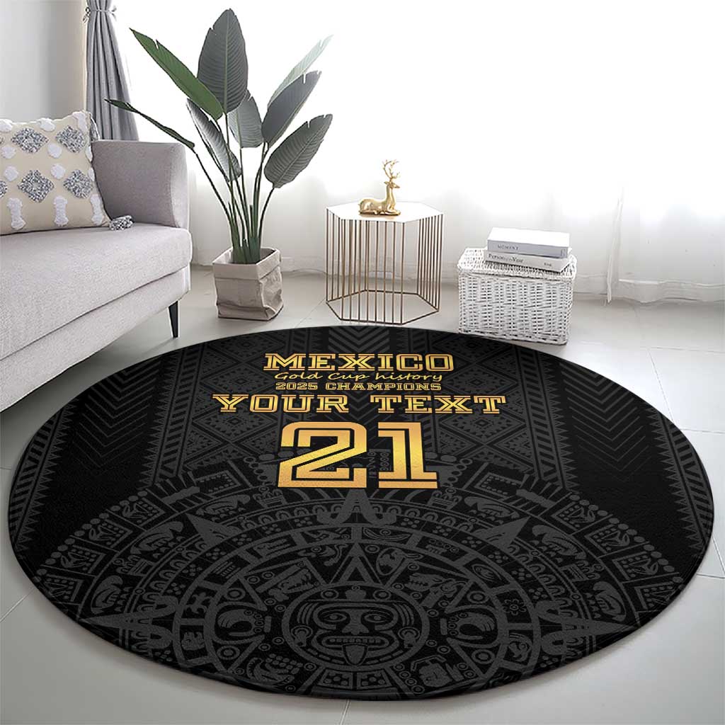 Mexico Football Custom Round Carpet Mexico's Make History 2025 Gold Style - Wonder Print Shop