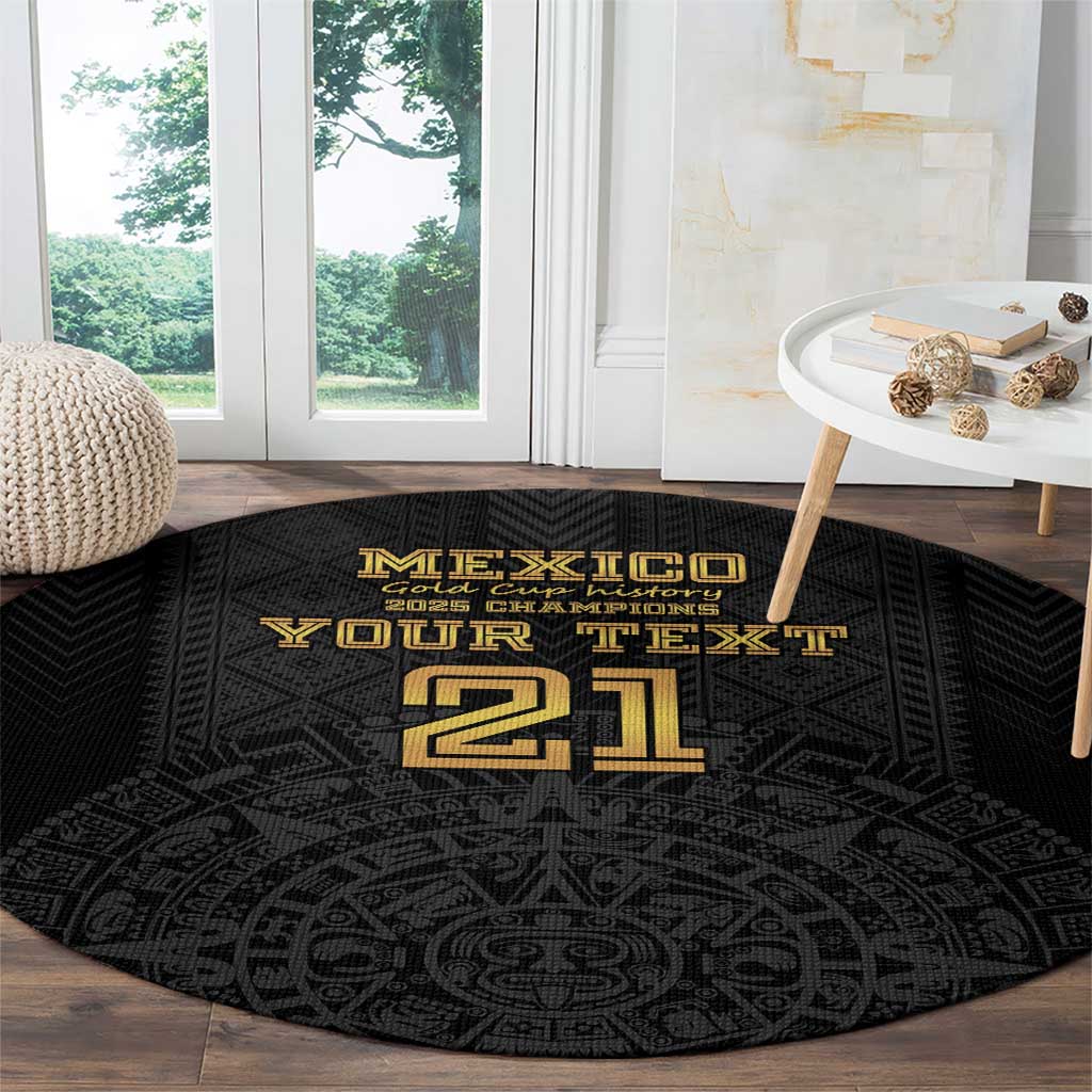 Mexico Football Custom Round Carpet Mexico's Make History 2025 Gold Style - Wonder Print Shop