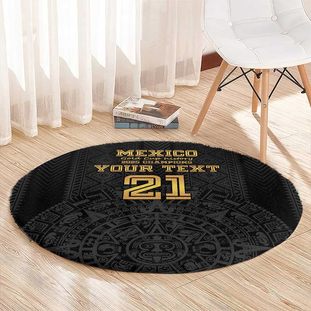 Mexico Football Custom Round Carpet Mexico's Make History 2025 Gold Style - Wonder Print Shop