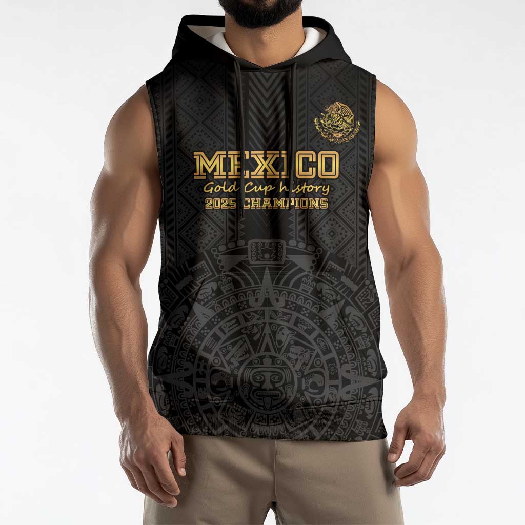 Mexico Football Custom Sleeveless Hoodie Mexico's Make History 2025 Gold Style - Wonder Print Shop