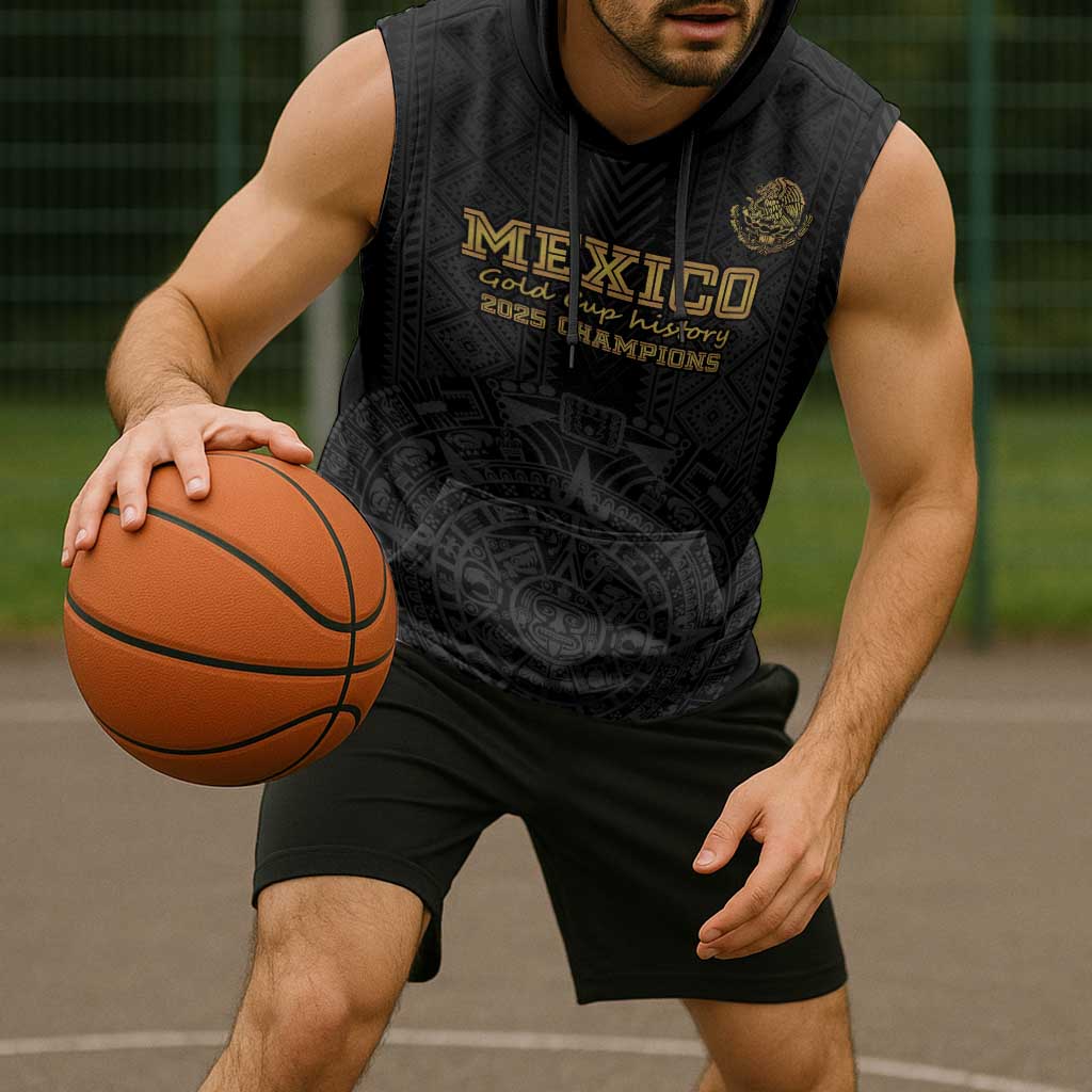 Mexico Football Custom Sleeveless Hoodie Mexico's Make History 2025 Gold Style - Wonder Print Shop
