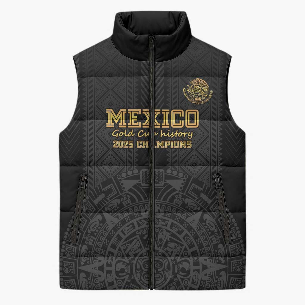 Mexico Football Custom Sleeveless Puffer Jacket Mexico's Make History 2025 Gold Style - Wonder Print Shop