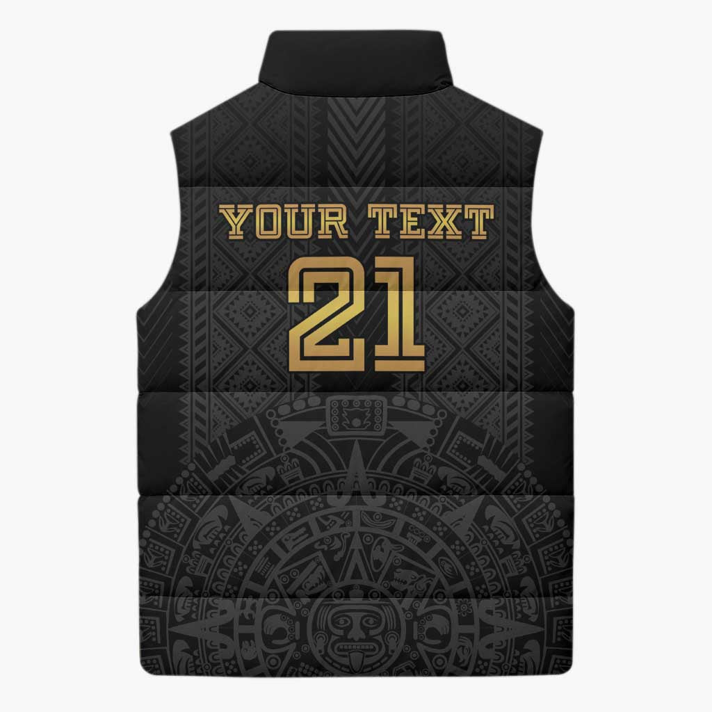 Mexico Football Custom Sleeveless Puffer Jacket Mexico's Make History 2025 Gold Style - Wonder Print Shop