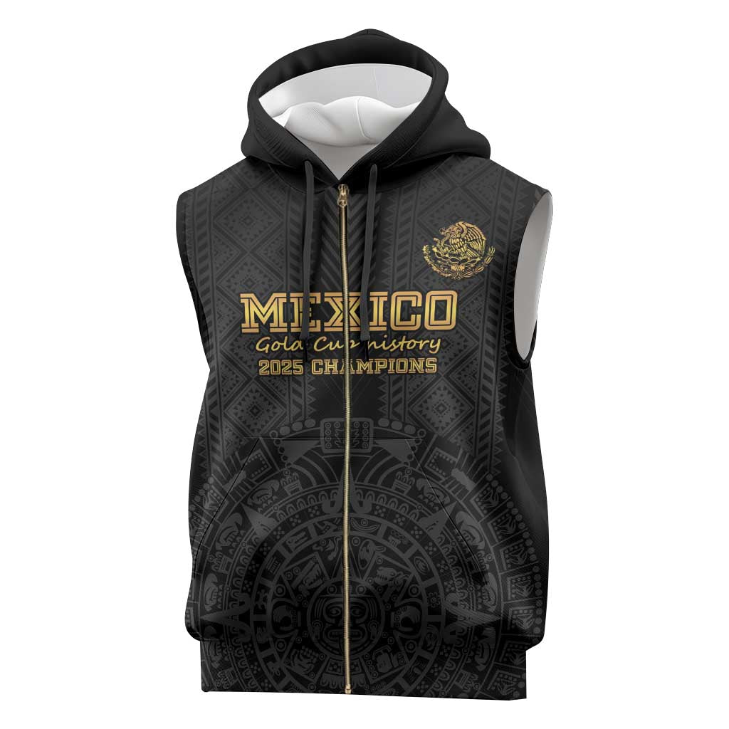 Mexico Football Custom Sleeveless Zip Hoodie Mexico's Make History 2025 Gold Style - Wonder Print Shop