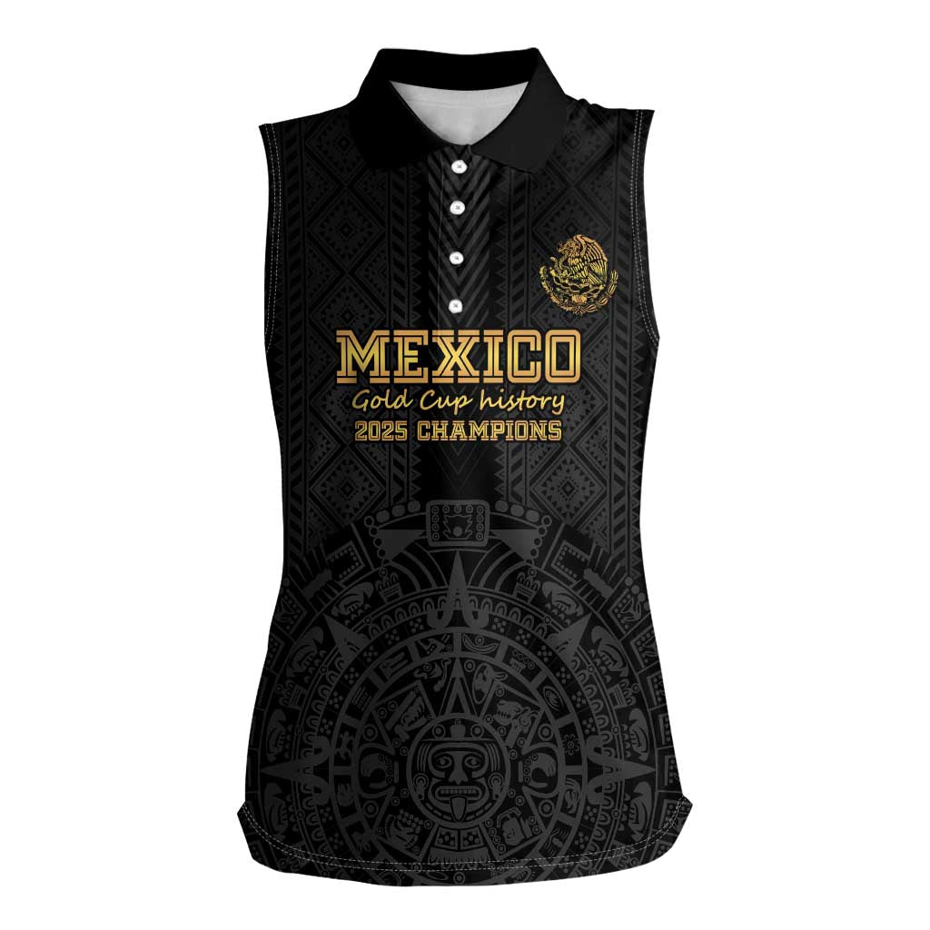 Mexico Football Custom Women Sleeveless Polo Shirt Mexico's Make History 2025 Gold Style - Wonder Print Shop