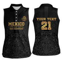 Mexico Football Custom Women Sleeveless Polo Shirt Mexico's Make History 2025 Gold Style - Wonder Print Shop