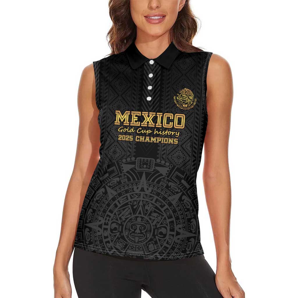 Mexico Football Custom Women Sleeveless Polo Shirt Mexico's Make History 2025 Gold Style - Wonder Print Shop