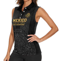 Mexico Football Custom Women Sleeveless Polo Shirt Mexico's Make History 2025 Gold Style - Wonder Print Shop