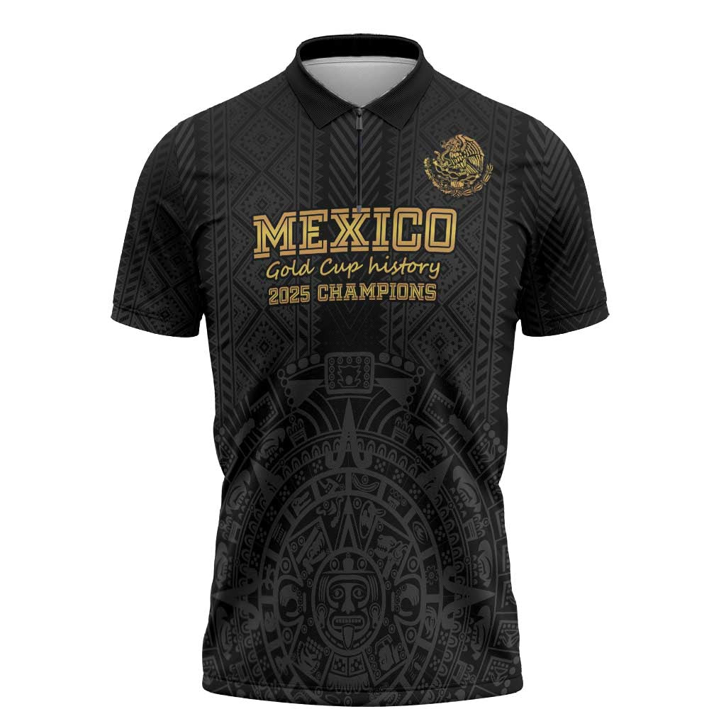 Mexico Football Custom Zipper Polo Shirt Mexico's Make History 2025 Gold Style - Wonder Print Shop