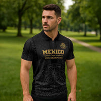 Mexico Football Custom Zipper Polo Shirt Mexico's Make History 2025 Gold Style - Wonder Print Shop