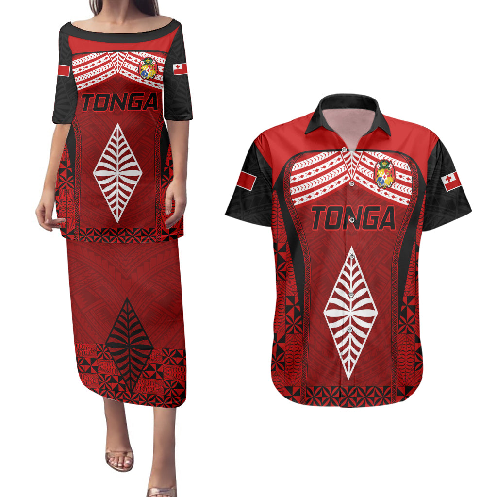 Tonga Rugby Couples Matching Puletasi Dress and Hawaiian Shirt Go Champions World Cup 2023 Ngatu Unique LT9 - Wonder Print Shop