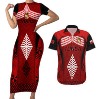 Tonga Rugby Couples Matching Short Sleeve Bodycon Dress and Hawaiian Shirt Go Champions World Cup 2023 Ngatu Unique LT9 - Wonder Print Shop