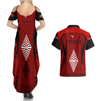 Tonga Rugby Couples Matching Summer Maxi Dress and Hawaiian Shirt Go Champions World Cup 2023 Ngatu Unique LT9 - Wonder Print Shop