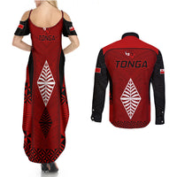 Tonga Rugby Couples Matching Summer Maxi Dress and Long Sleeve Button Shirts Go Champions World Cup 2023 Ngatu Unique LT9 - Wonder Print Shop