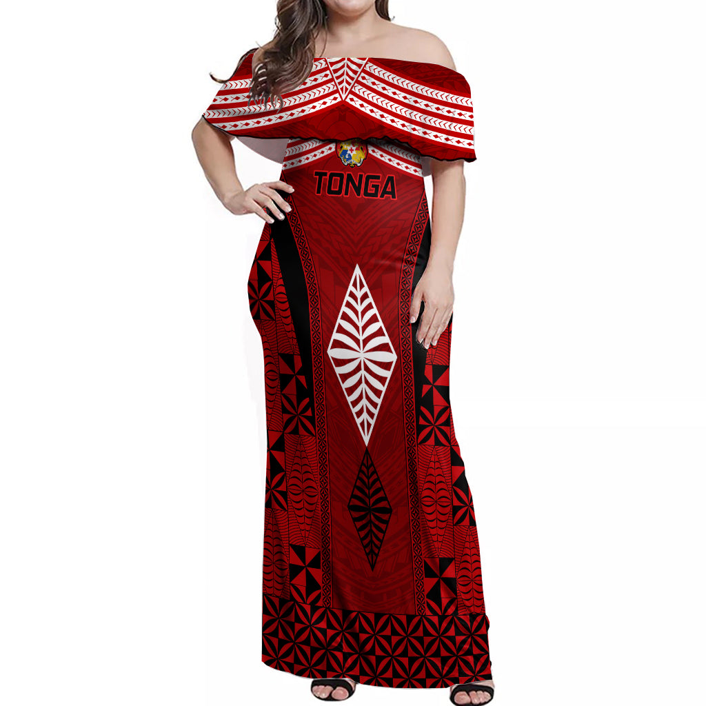 Tonga Rugby Off Shoulder Maxi Dress Go Champions World Cup 2023 Ngatu Unique - Wonder Print Shop