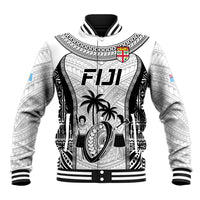 Fiji Rugby Baseball Jacket Go Champions World Cup 2023 Tapa Unique White Vibe LT9 - Wonder Print Shop