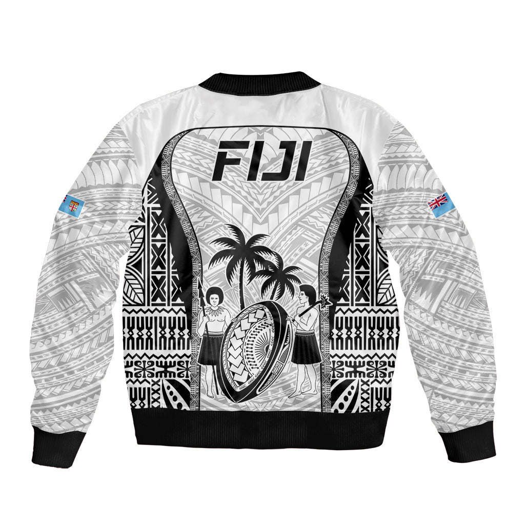 Fiji Rugby Bomber Jacket Go Champions World Cup 2023 Tapa Unique White Vibe LT9 - Wonder Print Shop