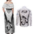 Fiji Rugby Couples Matching Off Shoulder Maxi Dress and Long Sleeve Button Shirts Go Champions World Cup 2023 Tapa Unique White Vibe LT9 - Wonder Print Shop