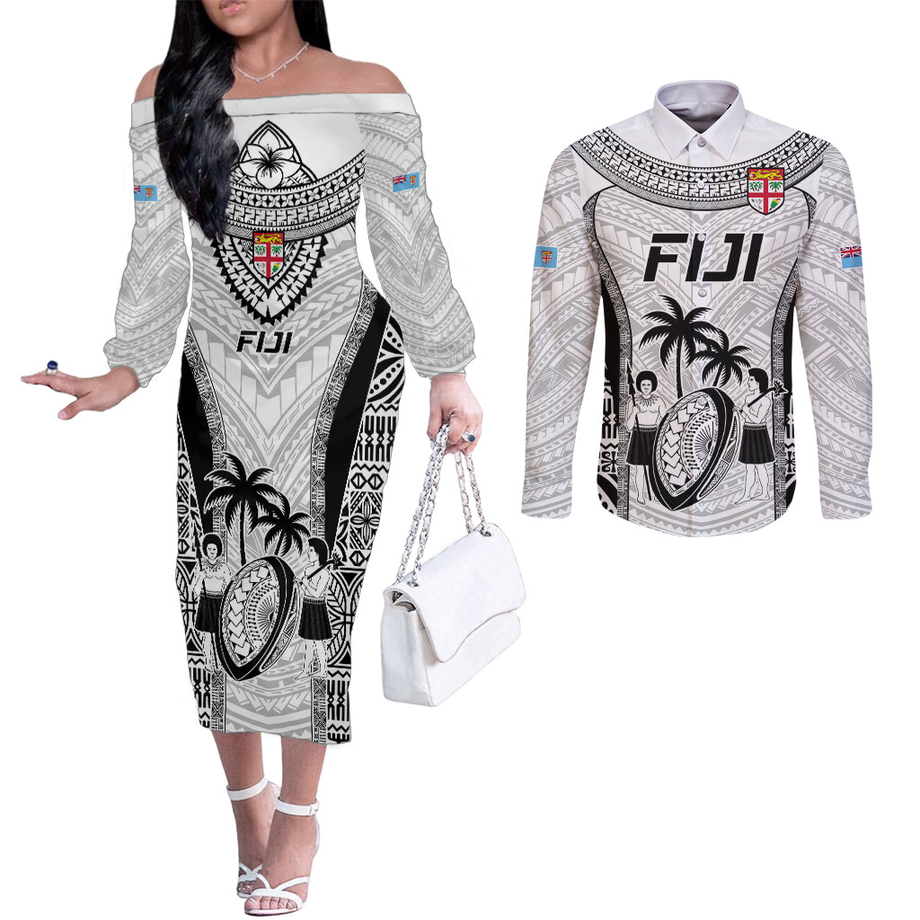 fiji-rugby-couples-matching-off-the-shoulder-long-sleeve-dress-and-long-sleeve-button-shirts-go-champions-world-cup-2023-tapa-unique-white-vibe