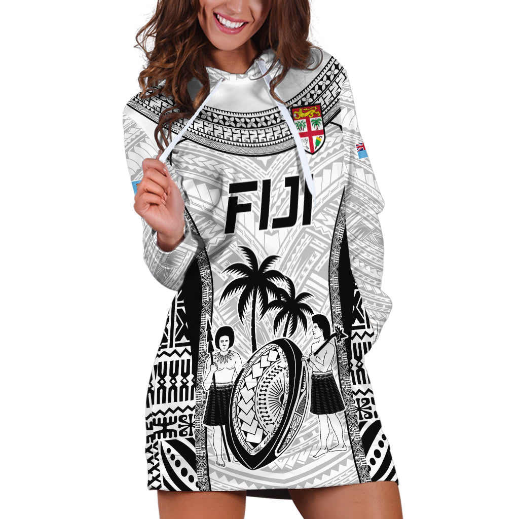 Fiji Rugby Hoodie Dress Go Champions World Cup 2023 Tapa Unique White Vibe - Wonder Print Shop