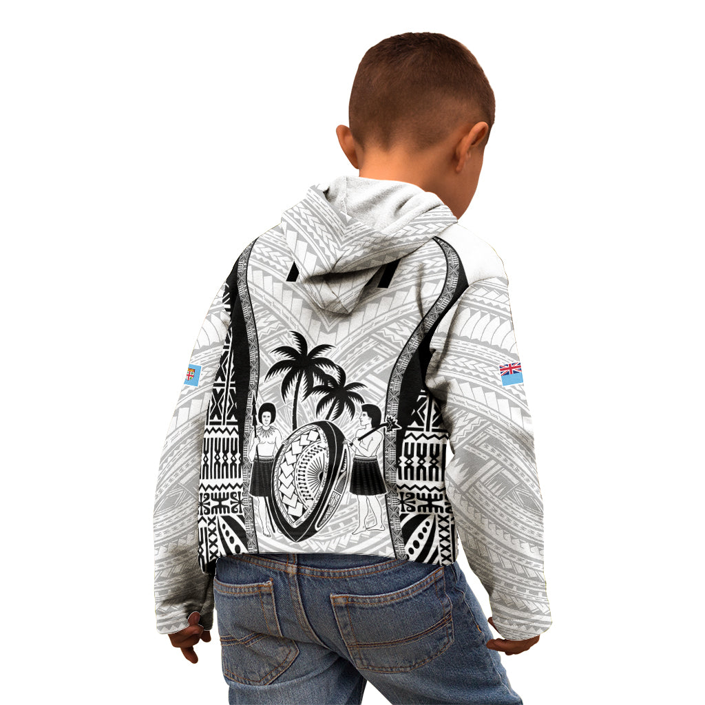 Fiji Rugby Kid Hoodie Go Champions World Cup 2023 Tapa Unique White Vibe - Wonder Print Shop