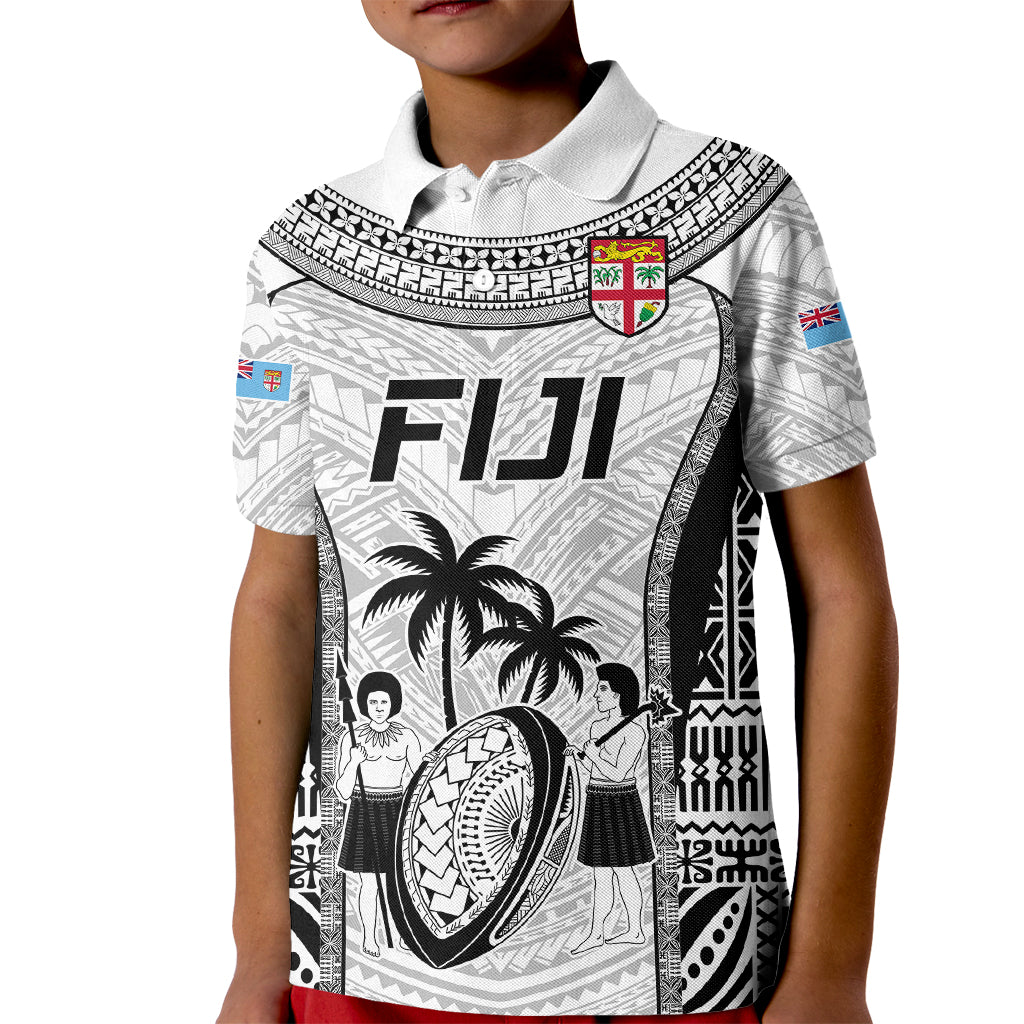 Fiji Rugby Kid Polo Shirt Go Champions World Cup 2023 Tapa Unique White Vibe - Wonder Print Shop