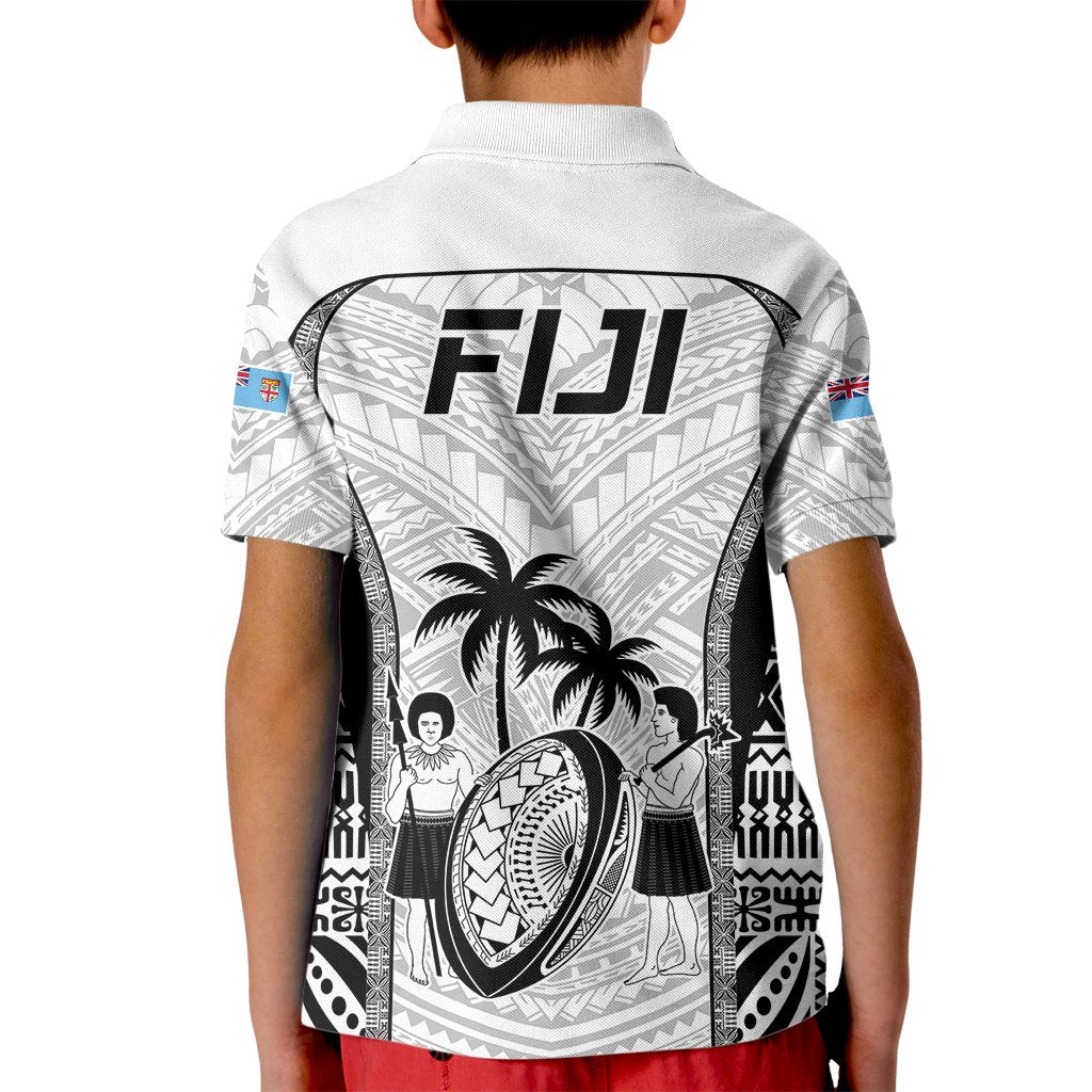 Fiji Rugby Kid Polo Shirt Go Champions World Cup 2023 Tapa Unique White Vibe - Wonder Print Shop