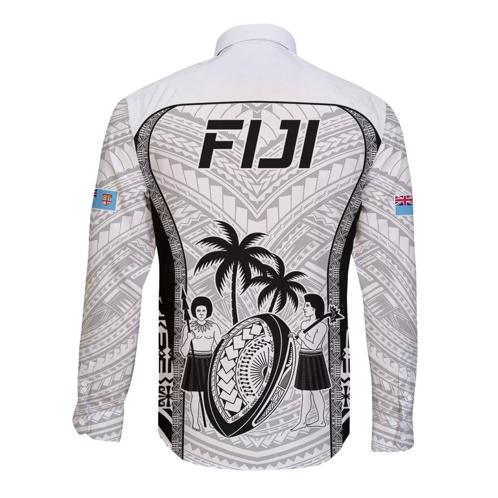 Fiji Rugby Long Sleeve Button Shirt Go Champions World Cup 2023 Tapa Unique White Vibe - Wonder Print Shop