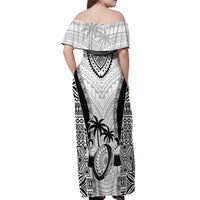 Fiji Rugby Off Shoulder Maxi Dress Go Champions World Cup 2023 Tapa Unique White Vibe - Wonder Print Shop