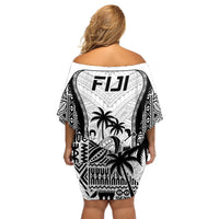 Fiji Rugby Off Shoulder Short Dress Go Champions World Cup 2023 Tapa Unique White Vibe - Wonder Print Shop