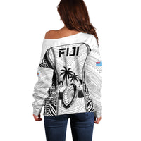 Fiji Rugby Off Shoulder Sweater Go Champions World Cup 2023 Tapa Unique White Vibe - Wonder Print Shop