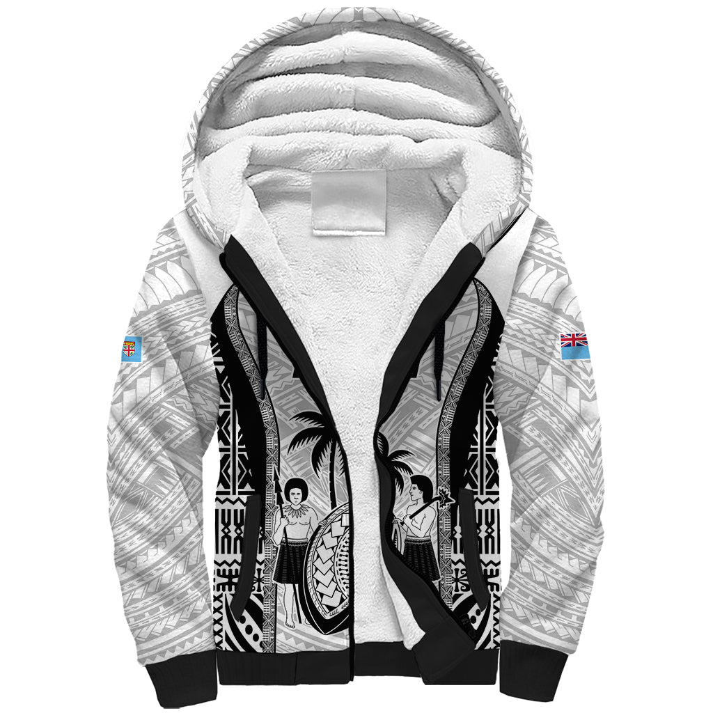 Fiji Rugby Sherpa Hoodie Go Champions World Cup 2023 Tapa Unique White Vibe - Wonder Print Shop