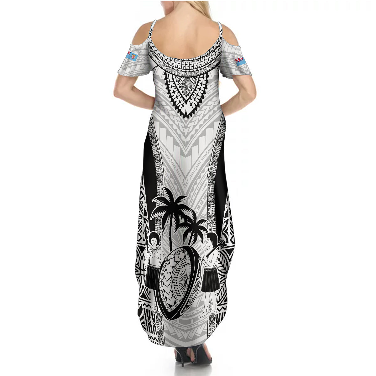 Fiji Rugby Summer Maxi Dress Go Champions World Cup 2023 Tapa Unique White Vibe - Wonder Print Shop